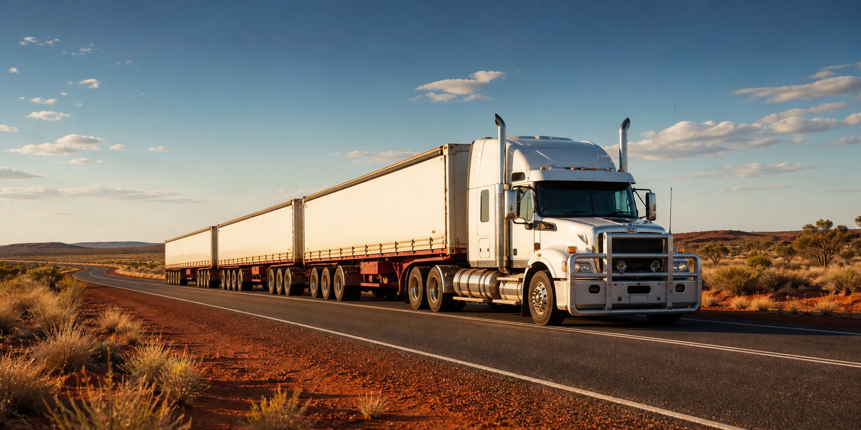 Australian road train moving freight through the North West